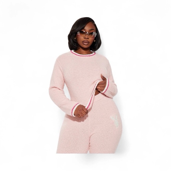 Playboy Rhinestone Cozy Top - Pink L - Picture 1 of 7